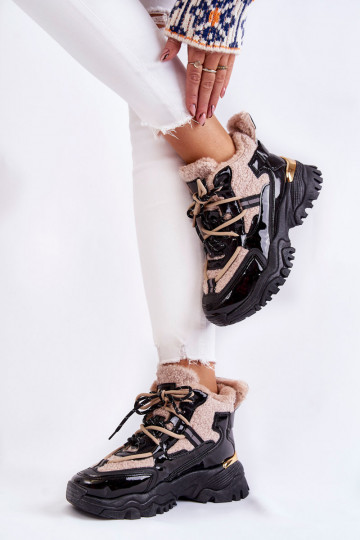 Chaussures de sport chauffantes noires et beiges Edora 2