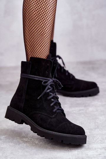 Bottines en daim avec fermetures éclair Nicole en noir