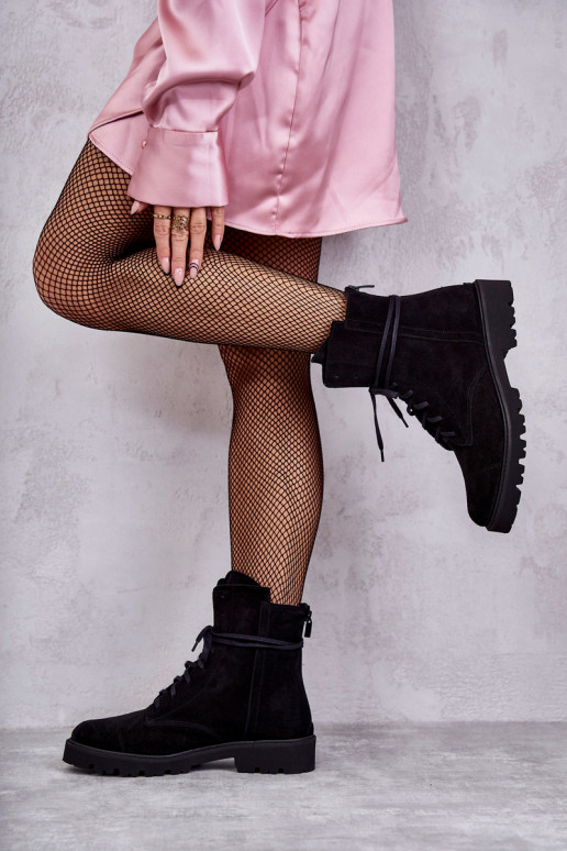 Bottines en daim avec fermetures éclair Nicole en noir
