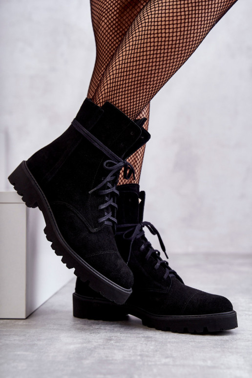 Bottines en daim avec fermetures éclair Nicole en noir