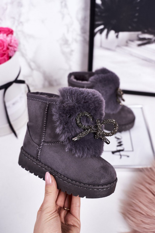 Bottes de neige pour enfants avec intérieur en fourrure couleur gris Amelia