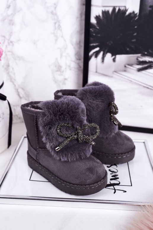 Bottes de neige pour enfants avec intérieur en fourrure couleur gris Amelia