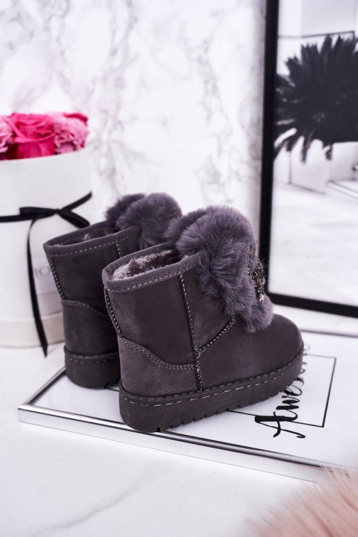 Bottes de neige pour enfants avec intérieur en fourrure couleur gris Amelia