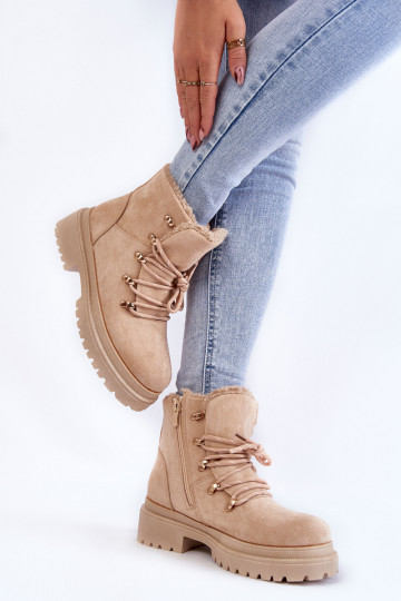 Bottines Bellita en daim beige