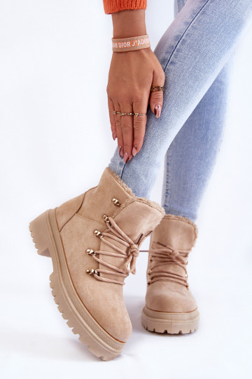 Bottines Bellita en daim beige 2