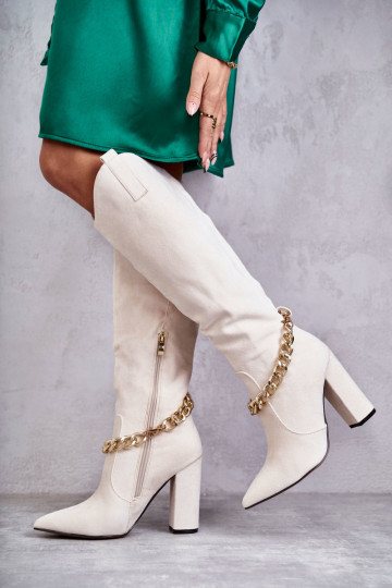 Bottines chauffantes à chaînes en ivoire Jasmin 2