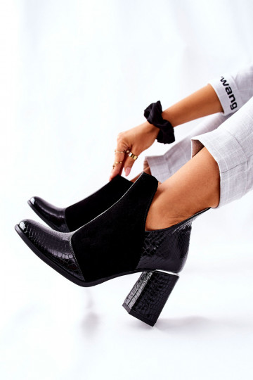 Bottines à talons pour femmes de couleur noire I Wish