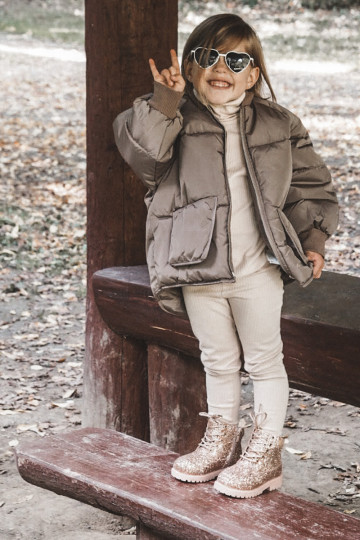 Bottes chaudes et scintillantes pour enfants de couleur rose/or Sirène 2