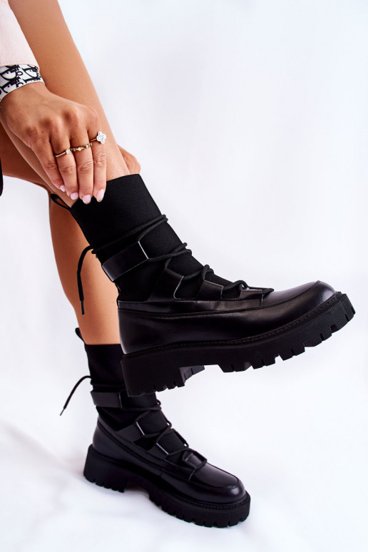 Boots massives noires à semelle type chaussette Fallor