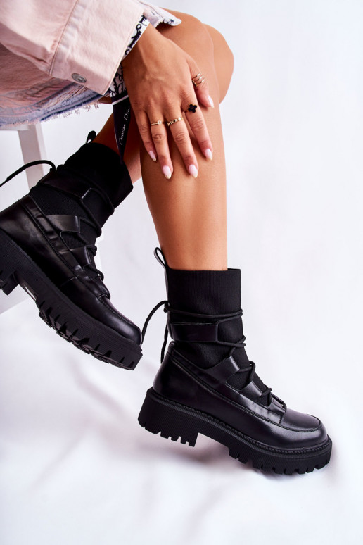 Boots massives noires à semelle type chaussette Fallor