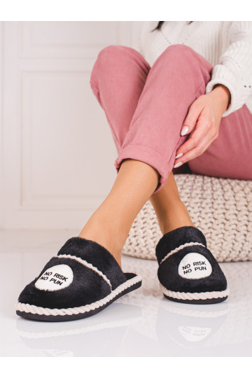 Chaussons femme avec fourrure Shelovet couleur noir 2