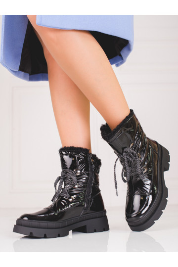Bottes de neige chaudes pour femmes avec fourrure Shelovet couleur noir 2