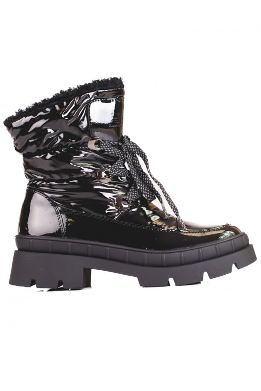 Bottes de neige chaudes pour femmes avec fourrure Shelovet couleur noir