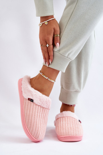 Tongs femme avec fourrure rose Leriss