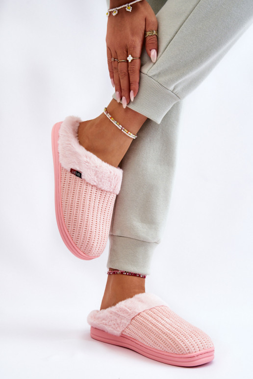 Tongs femme avec fourrure rose Leriss