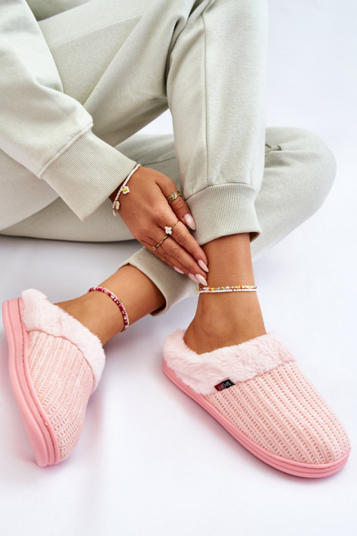 Tongs femme avec fourrure rose Leriss Tongs femme avec fourrure rose Leriss