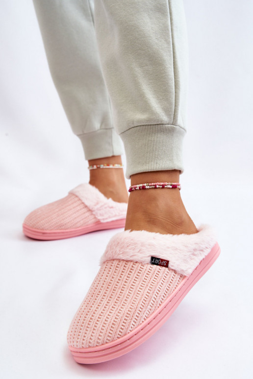 Tongs femme avec fourrure rose Leriss
