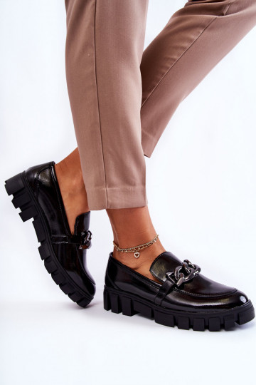 Chaussures avec effet cuir verni et plateforme de couleur noire Inger 2