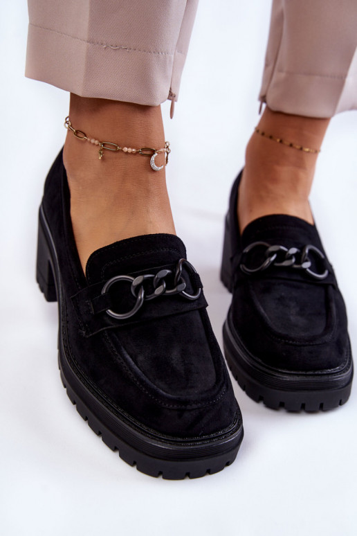 Chaussures à talons en daim de couleur noire Sanya