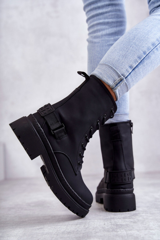Bottines réchauffées avec fermetures éclair de couleur noire Fabiola