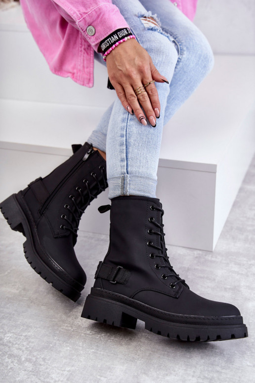 Bottines réchauffées avec fermetures éclair de couleur noire Fabiola