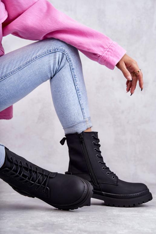 Bottines réchauffées avec fermetures éclair de couleur noire Fabiola