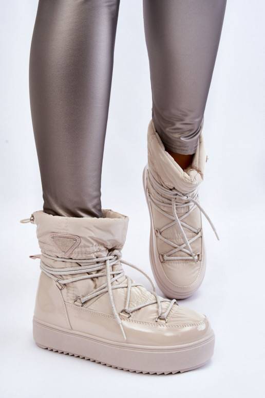 Bottes de neige chauffantes à lacets Carrios ivoire pour femmes