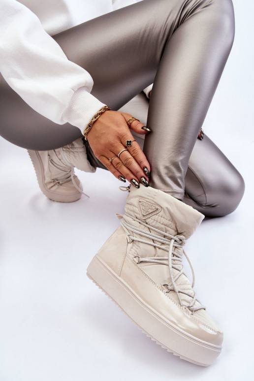 Bottes de neige chauffantes à lacets Carrios ivoire pour femmes