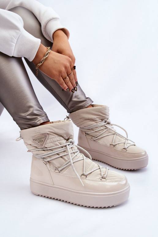 Bottes de neige chauffantes à lacets Carrios ivoire pour femmes