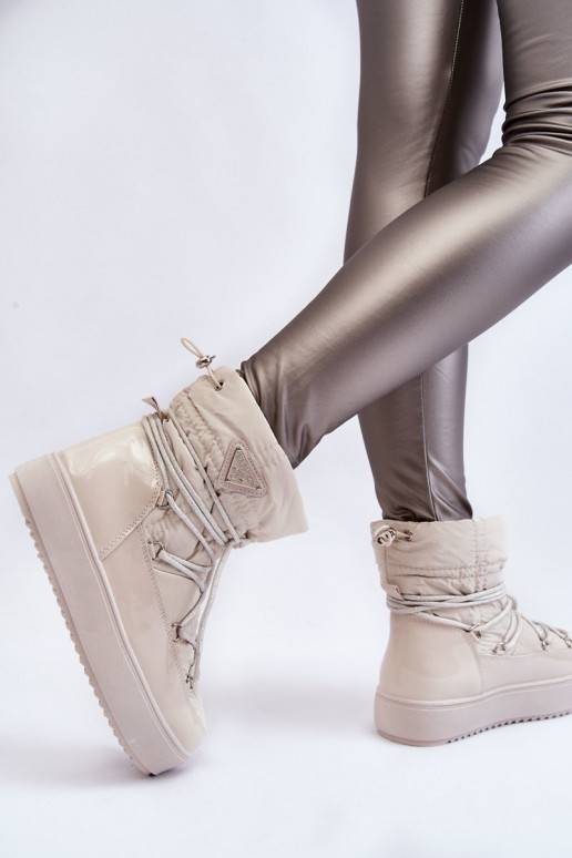 Bottes de neige chauffantes à lacets Carrios ivoire pour femmes