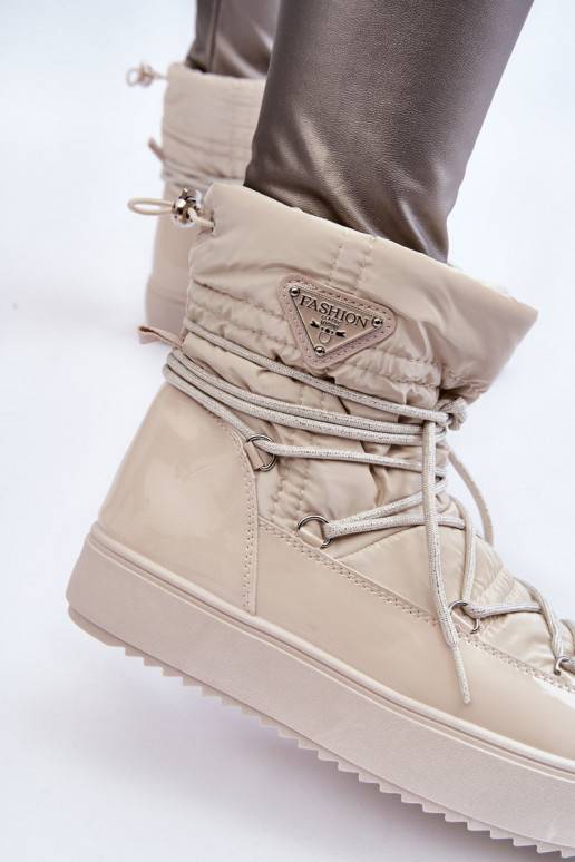 Bottes de neige chauffantes à lacets Carrios ivoire pour femmes