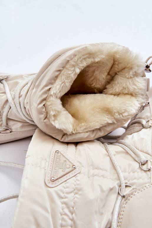 Bottes de neige chauffantes à lacets Carrios ivoire pour femmes