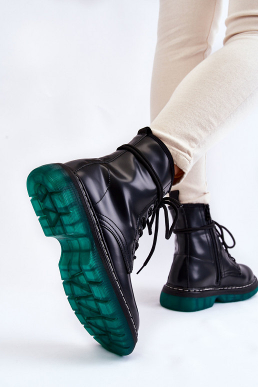Bottines cerises noires Trinah à semelle verte