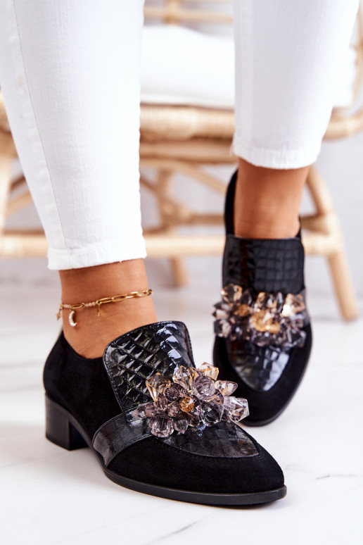 Bottines Davine en daim noir avec ornements