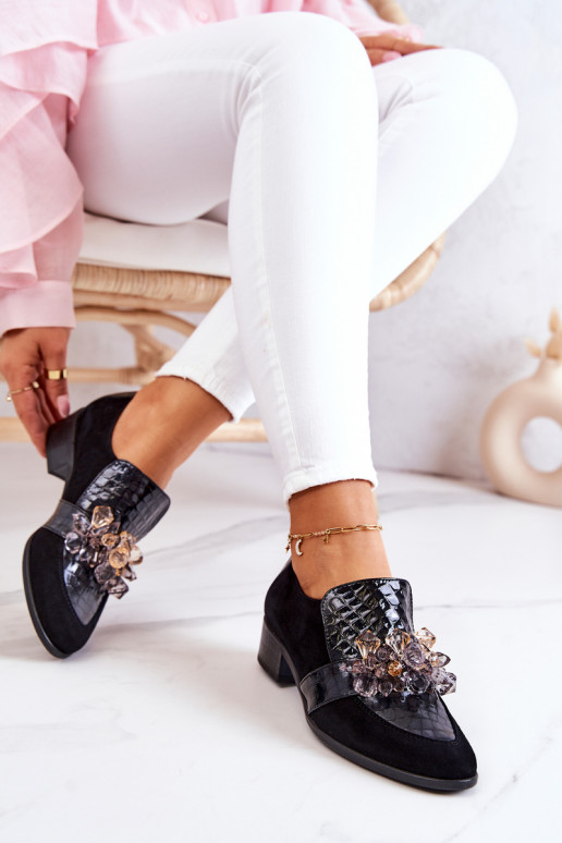 Bottines Davine en daim noir avec ornements