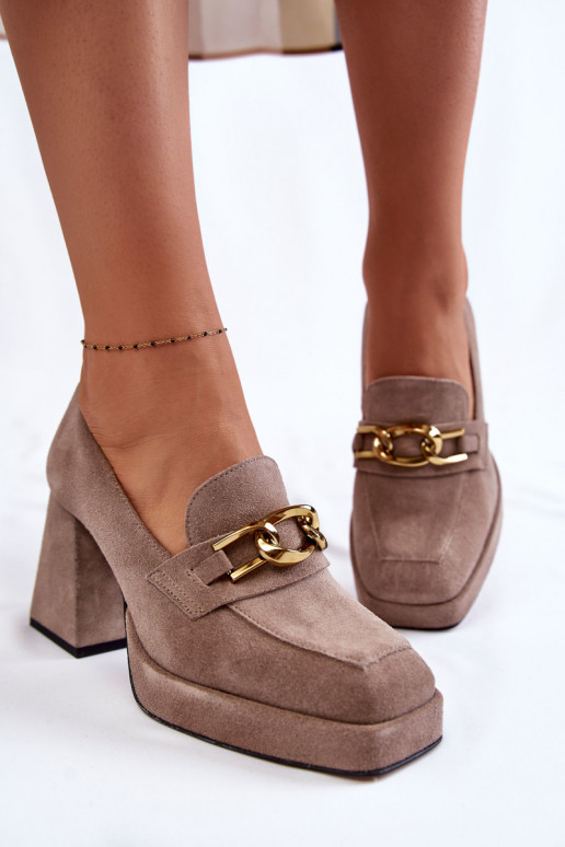 Chaussures en daim avec chaînes Laura Messi couleur marron