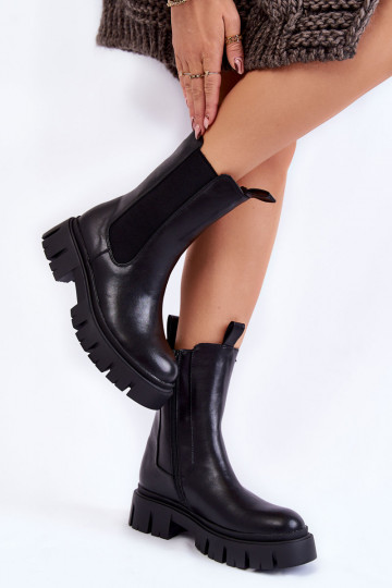 Bottines épaisses à plateforme en noir Aliana