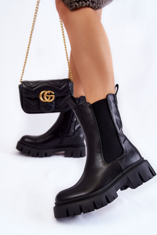 Bottines épaisses à plateforme en noir Aliana