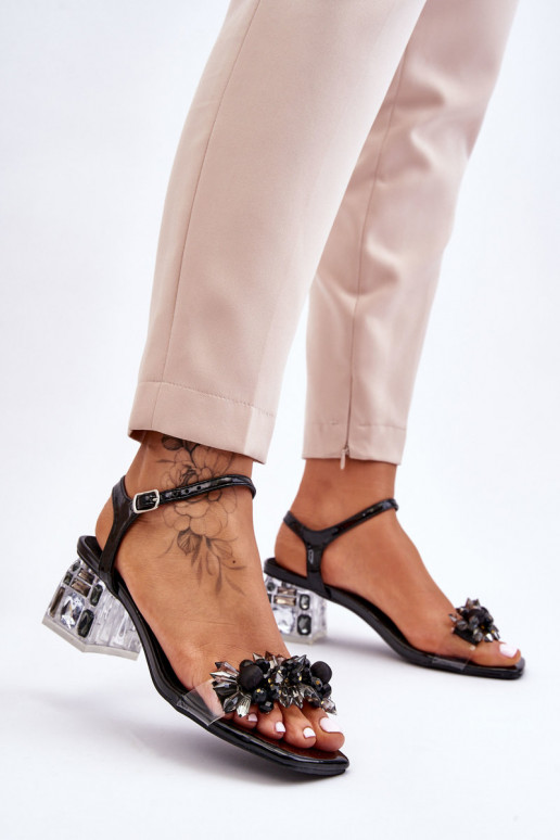 Sandales noires à talon bas Benicio... Sandales noires à talon bas Benicio...