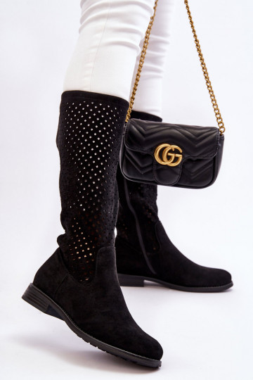 Bottes longues en daim de couleur noire Savannah 2