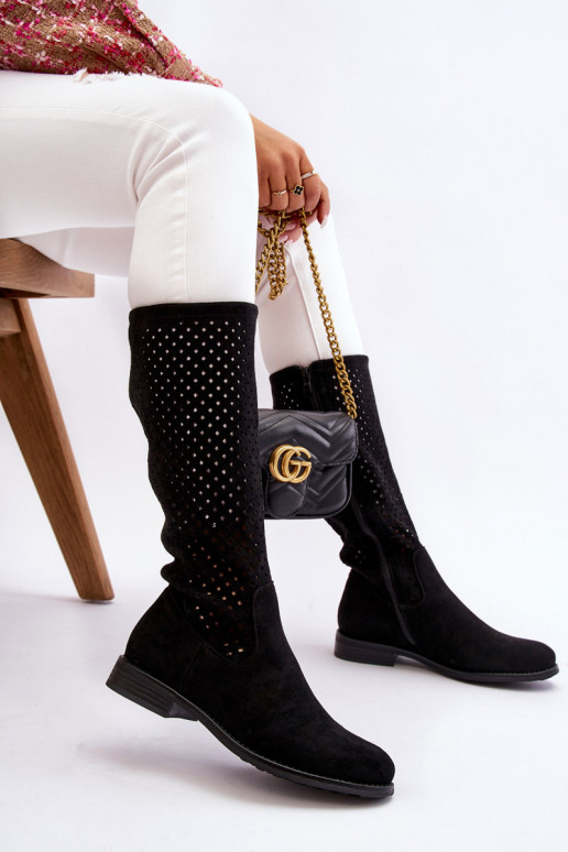 Bottes longues en daim de couleur... Bottes longues en daim de couleur...