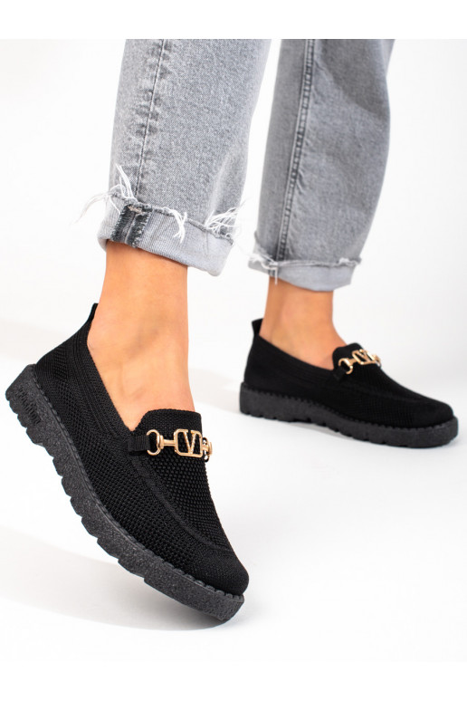Mocassins en textile noir Shelovet... Mocassins en textile noir Shelovet...
