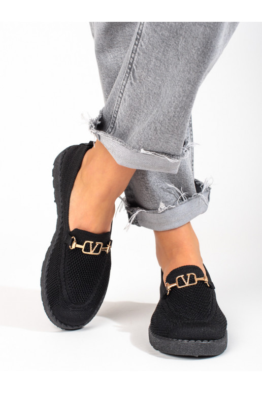 Mocassins en textile noir Shelovet... Mocassins en textile noir Shelovet...