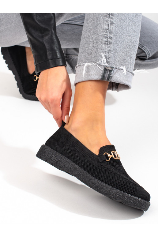 Mocassins en textile noir Shelovet... Mocassins en textile noir Shelovet...