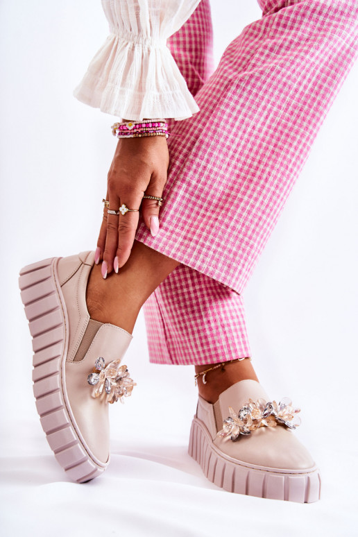 Baskets Slip-On avec ornements beige... Baskets Slip-On avec ornements beige...