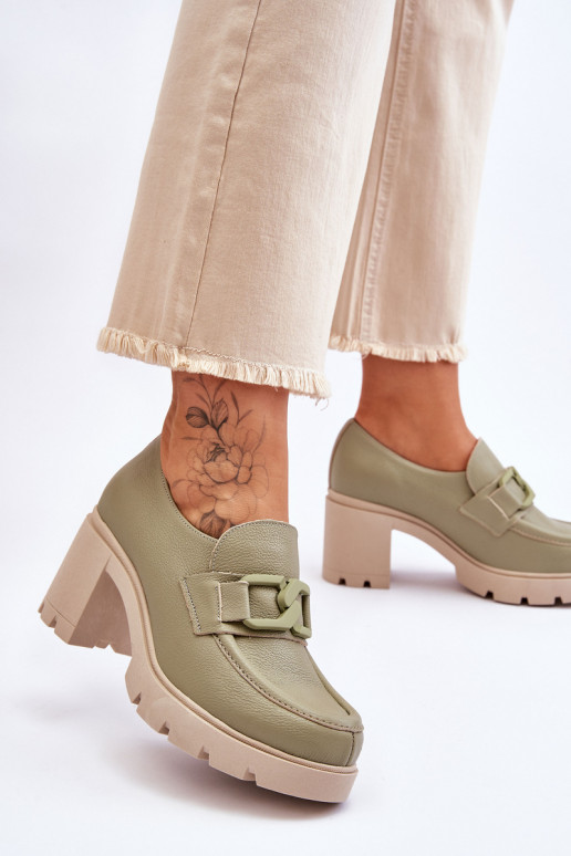 Chaussures à talons au style élégant avec ornements de couleur verte Harmell
