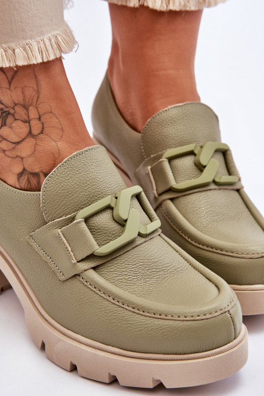 Chaussures à talons au style élégant avec ornements de couleur verte Harmell