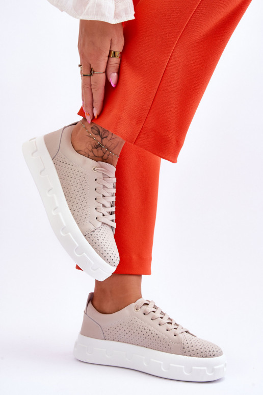 Chaussures de sport à plateforme beige Montigo