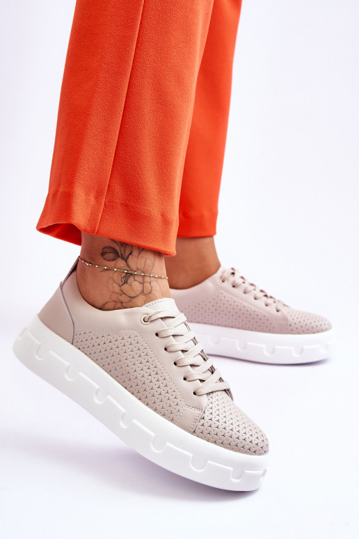 Chaussures de sport à plateforme beige Montigo