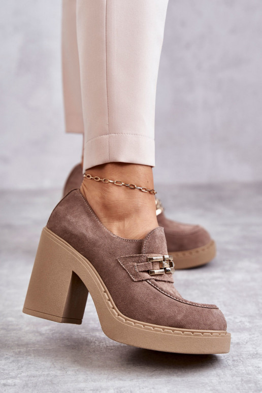 Bottines en daim beiges à talons épais Jaime